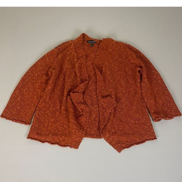 Eileen Fisher‎ Rust Orange Linen Blend Open Cardigan Sweater Size Medium Short - Picture 1 of 10